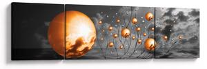 Obraz oražových abstraktních koulí (170x50 cm)