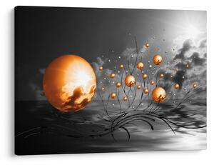 Obraz oražových abstraktních koulí (70x50 cm)