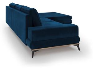 Královsky modrá rozkládací rohová pohovka se sametovým potahem Windsor & Co Sofas Astre, pravý roh
