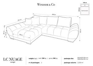 Lahvově zelená rozkládací rohová pohovka se sametovým potahem Windsor & Co Sofas Nuage, levý roh