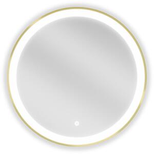Mexen Esso podsvícené koupelnové zrcadlo, kulaté 60 cm, LED 6000K, proti mlžení, zlatý rám - 9825-060-060-611-50