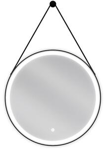 Mexen Reni zrcadlo koupelnové podsvícené, kulaté 60 cm, LED 6000K, protimlžné, černý rám - 9812-060-060-611-70