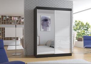 Moderní skříň se zrcadlem 150 cm Sintra Černá/bílá