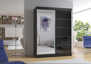 Moderní skříň se zrcadlem 150 cm Sintra Černá