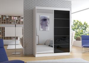 Moderní skříň se zrcadlem 150 cm Sintra Bíla/černá
