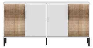 Komoda Zerksa (bílá + dub safírový). Akce -26%
