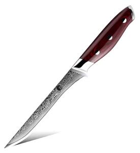 Filetovací nůž z damaškové oceli SaKuRo Red Pakka 13,9 cm