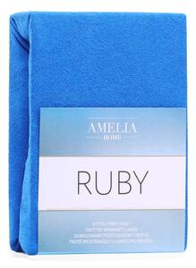 Modré elastické prostěradlo na dvoulůžko AmeliaHome Ruby Siesta, 180/200 x 200 cm