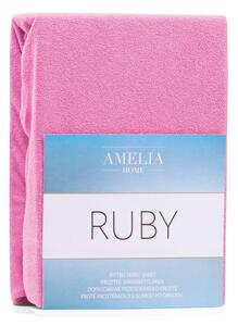 Růžové elastické prostěradlo na dvoulůžko AmeliaHome Ruby Siesta, 220/240 x 220 cm