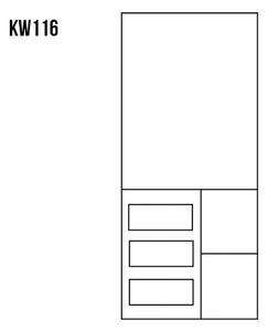 Vitrína KW116, 81x190x35, borovice (Barva dřeva: Přírodní (lakovaná))