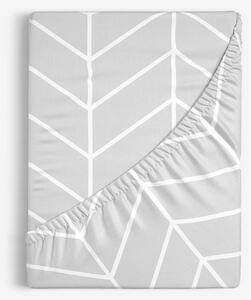 Goldea bavlněné napínací prostěradlo - bílý cikcak na šedém 180 x 200 cm