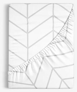 Goldea bavlněné napínací prostěradlo - šedý cikcak na bílém 80 x 160 cm