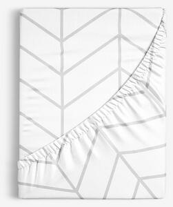 Goldea bavlněné napínací prostěradlo - šedý cikcak na bílém 160 x 200 cm