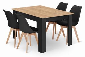 Černý jídelní set 1 + 4, stůl MADO ARTISAN 120x80 + židle BALI MARK černá