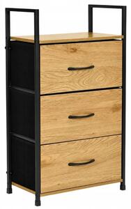 Skříňka se 3 látkovými zásuvkami, regál, organizér, textilní, loft, 40 cm