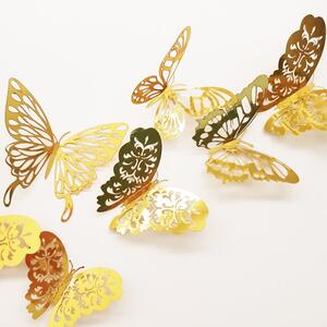 Sada 36 samolepicích nástěnných motýlů ve zlaté barvě Ambiance Butterflies Gold