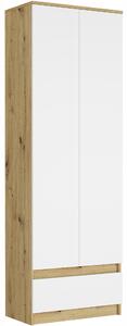Skříň Framire Moderní 60 x 180 x 35 cm bílá, dub artisan