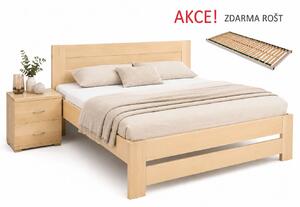 Dřevěná postel s roštem Jirka, 120x200, 140x200, masiv buk