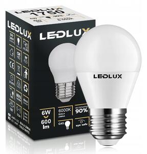 LED žárovka E27 LEDLUX 6 W 600 lm neutrální bílá, kulatá