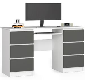 Ak furniture Psací stůl A-11 135 cm bílý/grafitově šedý