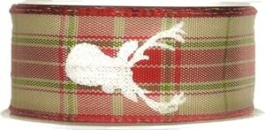 Stuha vánoční WHITE DEER červená 25mm x 2m