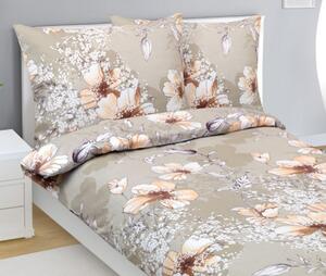 Bellatex Povlečení flanel, Béžový Ibišek - 140x200, 70x90 cm