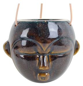 Tmavě hnědý závěsný květináč PT LIVING Mask, výška 15,2 cm
