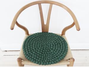 Tmavě zelený kuličkový vlněný podsedák Wooldot Ball Chair Pad, ⌀ 39 cm