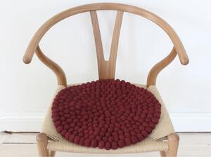 Tmavě višňový kuličkový vlněný podsedák Wooldot Ball Chair Pad, ⌀ 39 cm