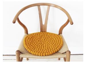 Hořčicově žlutý kuličkový vlněný podsedák Wooldot Ball Chair Pad, ⌀ 39 cm