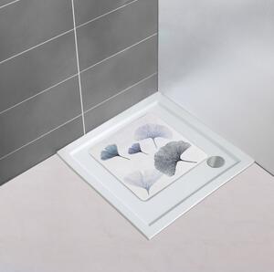 Bílo-modrá koupelnová podložka Wenko Ginkgo, 54 x 54 cm