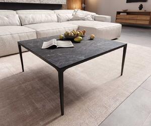 DELIFE Konferenční stolek Levente 85x85 cm keramika Laminam® Nero Greco antracitová podnož kov černá