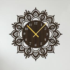 Nástěnné hodiny KVĚTINA Zvolte barvu dekoru: Wenge | Velikost hodin: 35x35 | Barva ručiček: Zlaté
