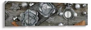 Obraz - stříbrné vánoční dekorace (170x50 cm)