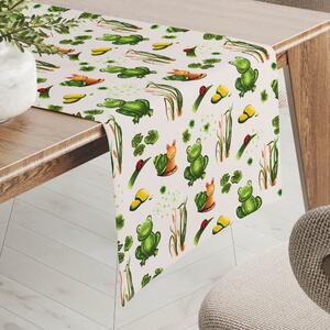 Biante Dětský bavlněný běhoun na stůl Sandra SA-609 Žabky a šneci na bílém 20x120 cm