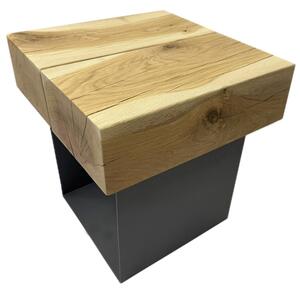 Bohemit stolek Mr. Allen 50 x 50 cm antracit / dub tl. desky 10 cm