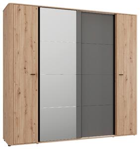 ŠATNÍ SKŘÍŇ, barvy grafitu, černá, dub artisan, 232/218,5/58 cm MID.YOU - Šatní skříně, Online Only
