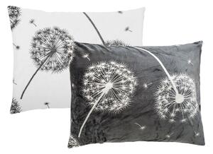 XPOSE® Mikroplyšový povlak na polštář PAMPELIŠKY DUO - šedé/bílé 70x90 cm