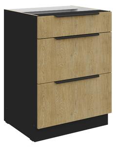 Dolní kuchyňská skříňka Carminia 60 D 3S BB PREMIUM BOX (dub cremona + černá)