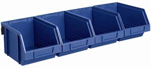 Ocelové lišty s plastovými boxy, 4x box 146 x 237 x 124 mm