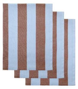 Bavlněná utěrka Light Blue / Brown – set 3 ks