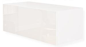 Moderní závěsná koupelnová skříňka 90 cm, horizontální, vysoký lesk, bílá