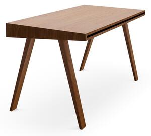 Hnědý psací stůl s nohami z jasanového dřeva EMKO 4.9, 140 x 70 cm