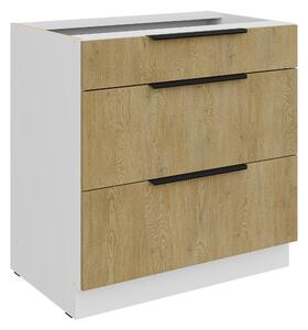 Dolní kuchyňská skříňka Carminia 80 D 3S BB PREMIUM BOX (dub cremona + bílá)