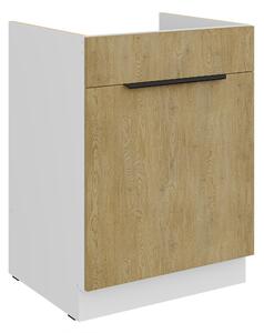Dolní kuchyňská skříňka pod dřez Carminia 60 ZL 1S BB PREMIUM BOX (dub cremona + bílá)