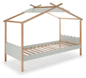 Šedá dětská postel s konstrukcí z borovicového dřeva Marckeric Nuvem, 90 x 190 cm