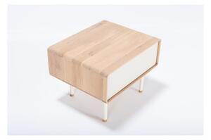 Bílý noční stolek z dubového dřeva Gazzda Fina