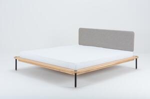 Dvoulůžková postel z dubového dřeva Gazzda Fina Nero, 140 x 200 cm