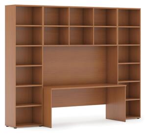 Sestavy knihoven s integrovaným stolem, vyšší, 2950 x 700/400 x 2300 mm, třešeň