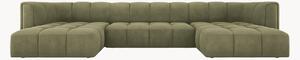 Panoramatická pohovka Francesca Light Green & Black, 5místná